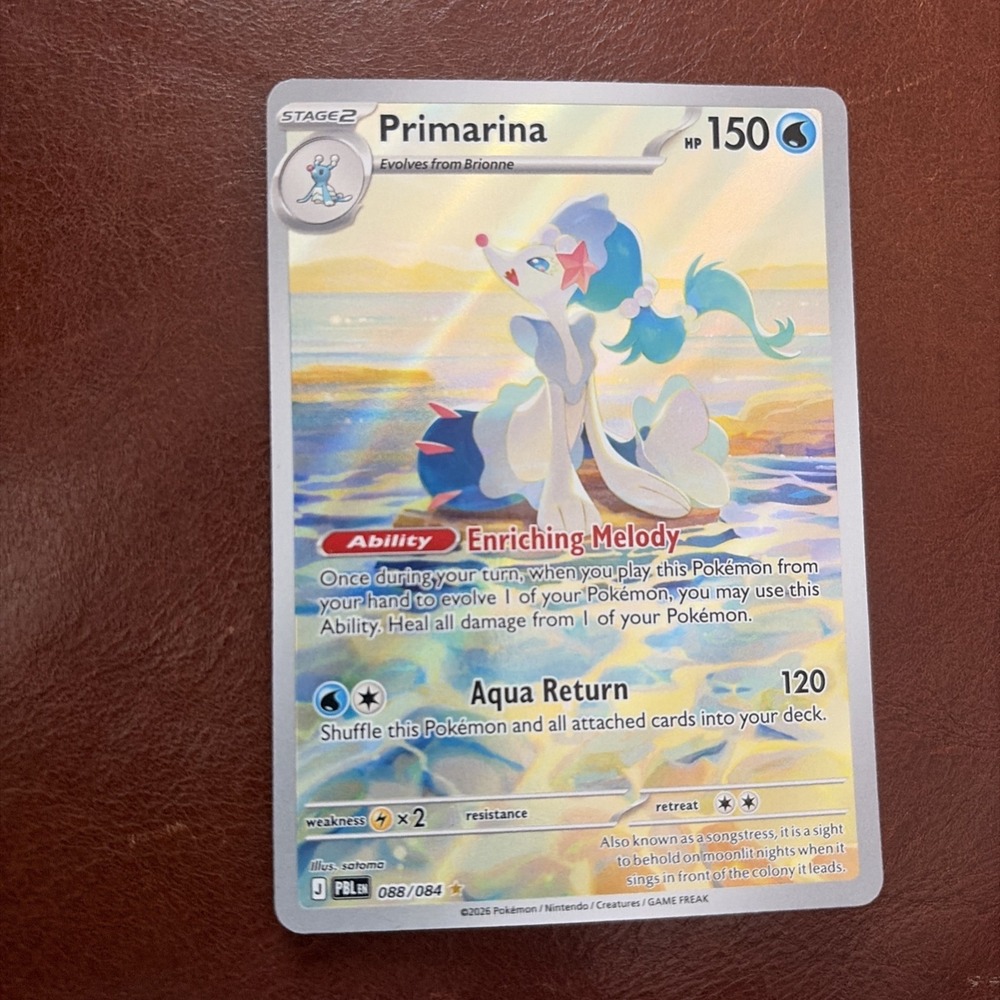 Pokémon TCG Primarina 088/084 Full Art Holo 150 HP Water Pitch Black Card